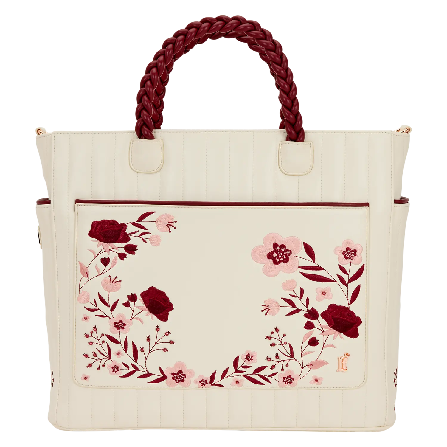 Loungefly Cream & Red Floral Convertible Backpack and Tote Crossbody Bag